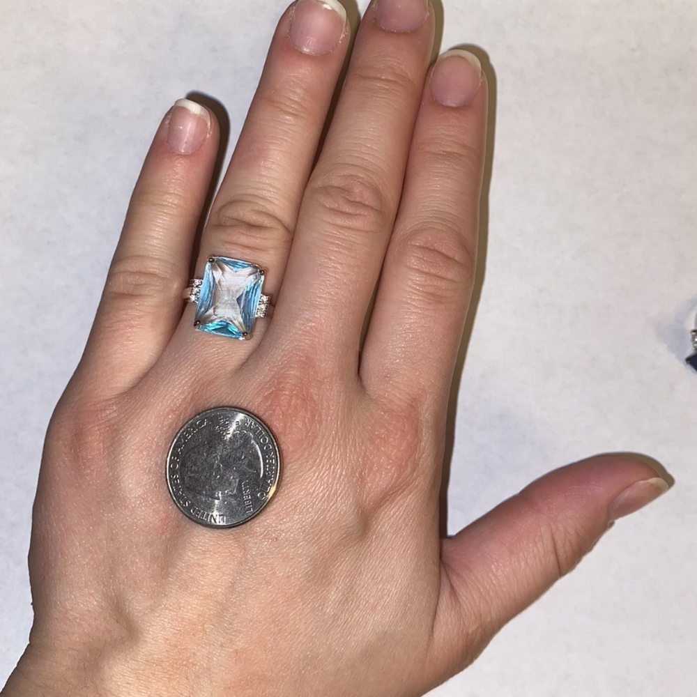 New Stamped S925 Blue Aquamarine Ring - Picture 6 of 8